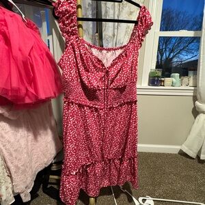 Amazon Pink Polka Dot Mini Dress